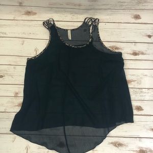 Sheer top with leopard detail